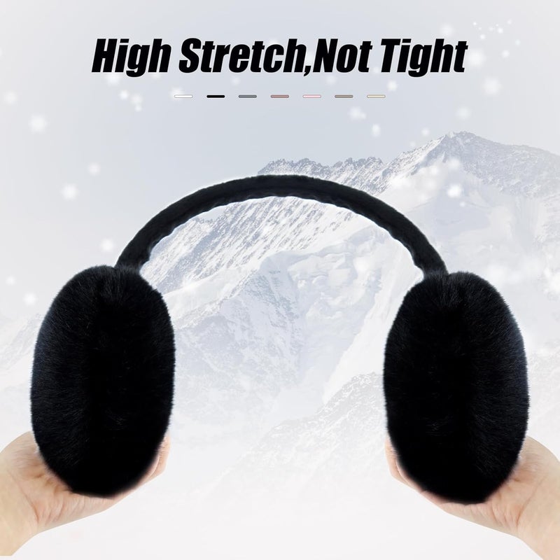 YATANAM Ear Muffs for Women Faux Fur Winter Girls Earmuffs Fluffy Adjustable Ear Warmers Cute Ear Covers - Image 3